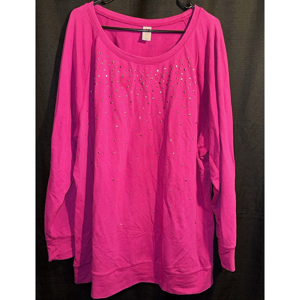JMS Active Just My Size Sweatshirt Womens 22/24 Pink Rhinestone Plus Size